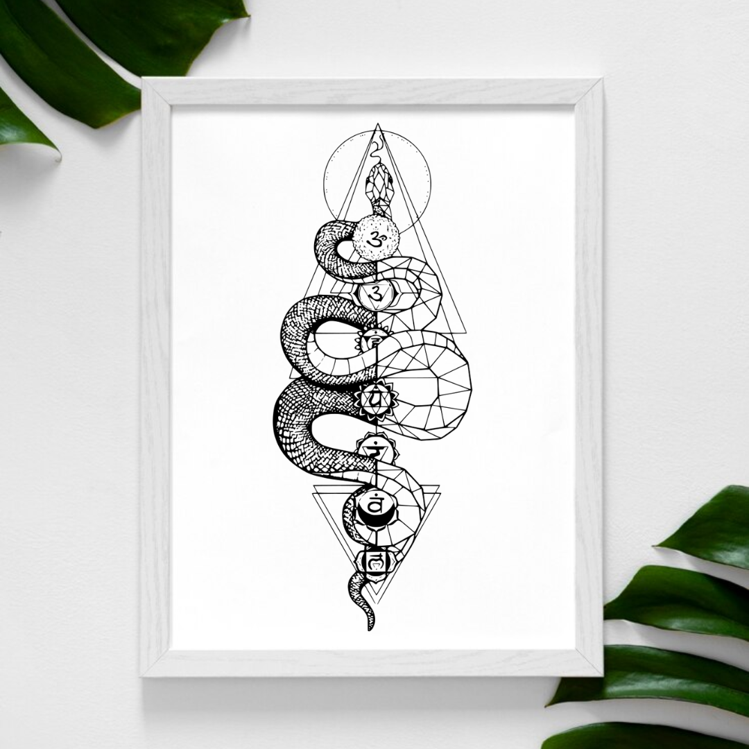 Motivational Snake Meditation Frame | Kundalini Energy Wall Art