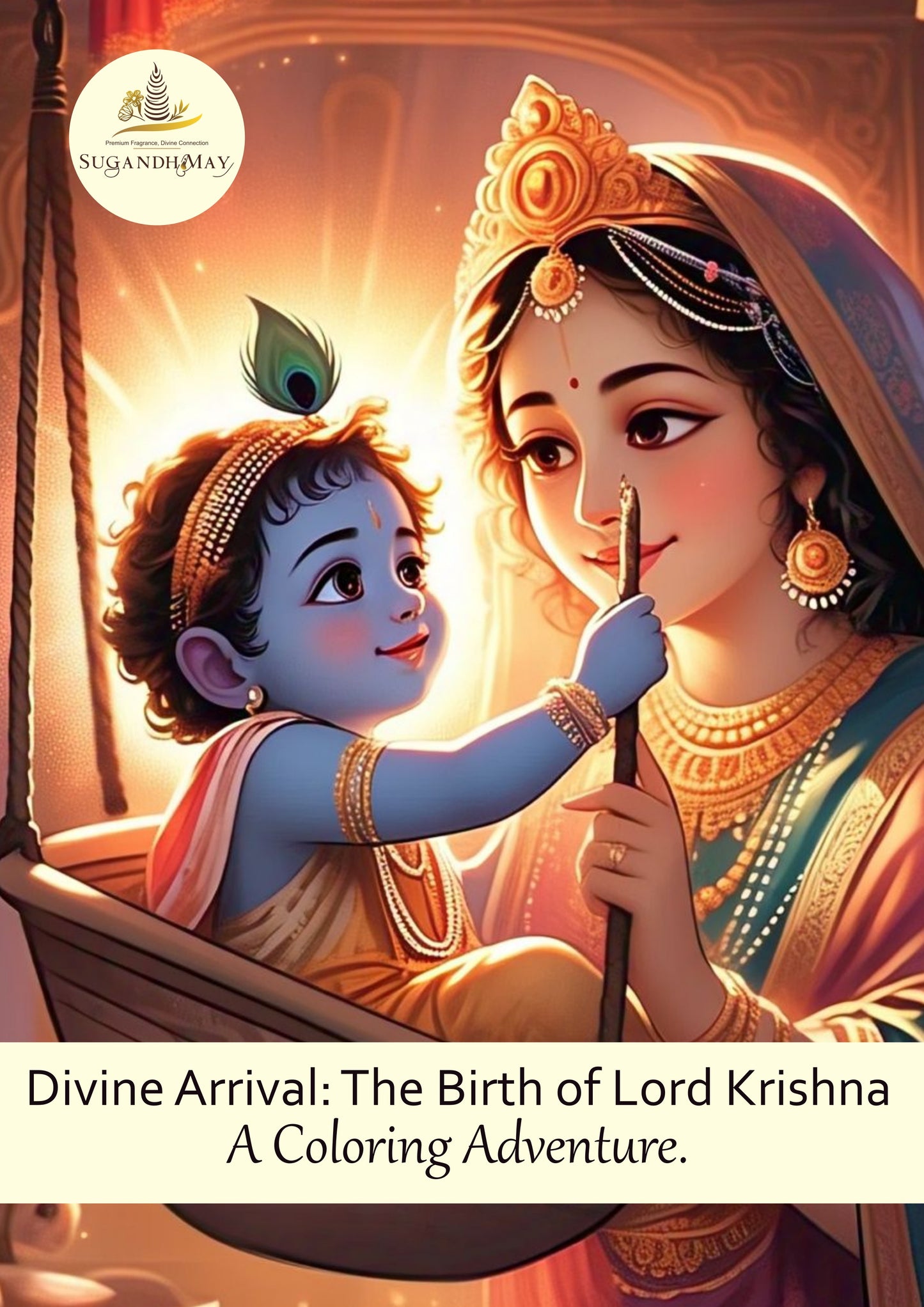 Divine Arrival: The Birth of Lord Krishna – A Coloring Book for All Ages