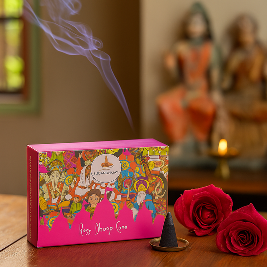 Rose Dhoop Cone – Soothing & Organic Fragrance for Pooja & Meditation